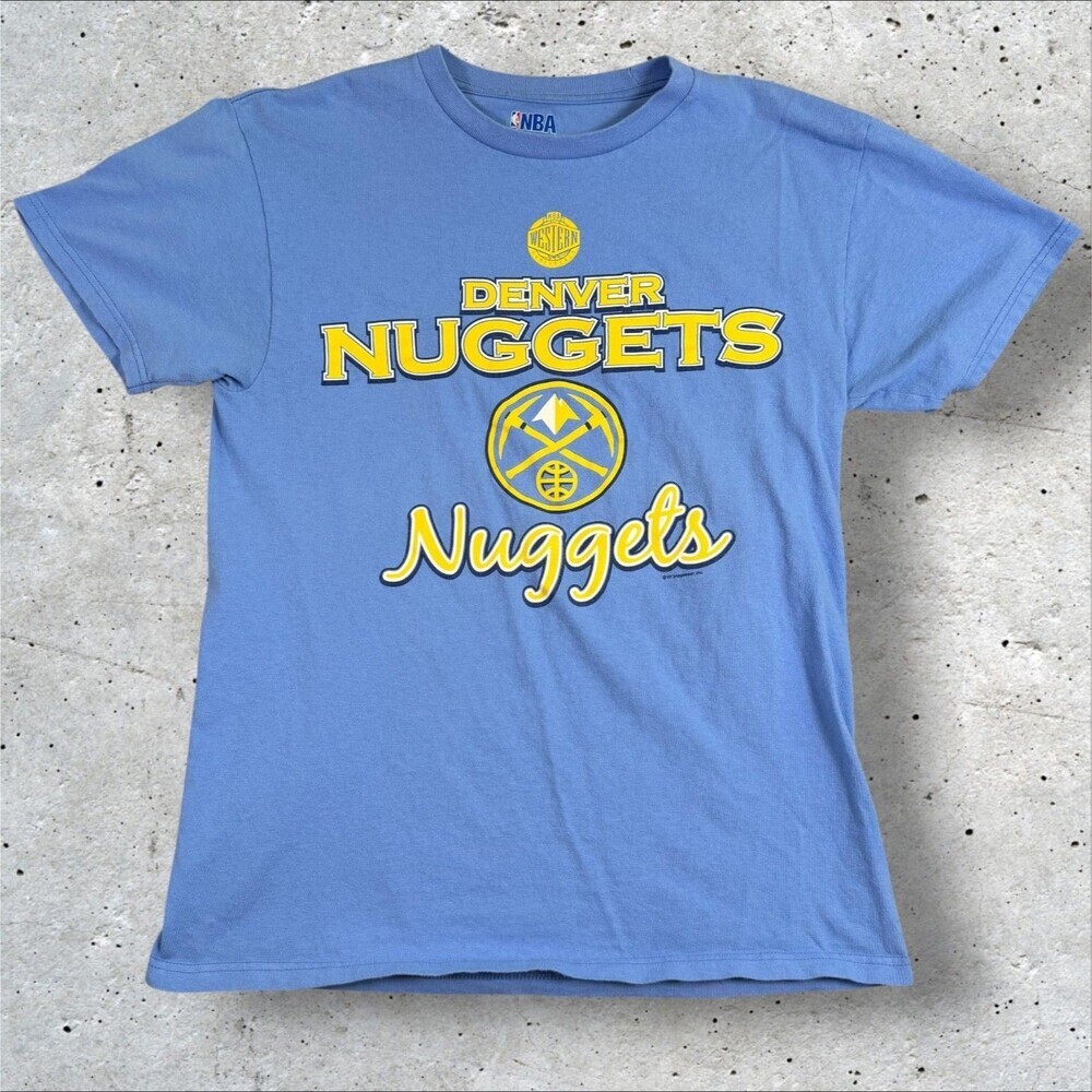 Denver Nuggets Shirt Mens Medium Blue NBA Basketball Graphic Tee 90s Y2K